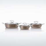 サーキュロン 3ピースセット(両手鍋 16cm / 20cm / 24cm) シャンパンカラー