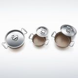 サーキュロン 3ピースセット(両手鍋 16cm / 20cm / 24cm) シャンパンカラー